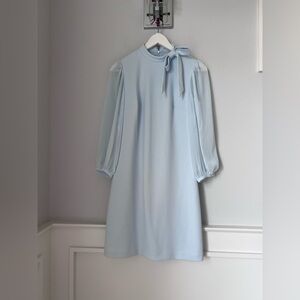 Calvin Klein Blue Sheath Dress with Bishop Sleeves